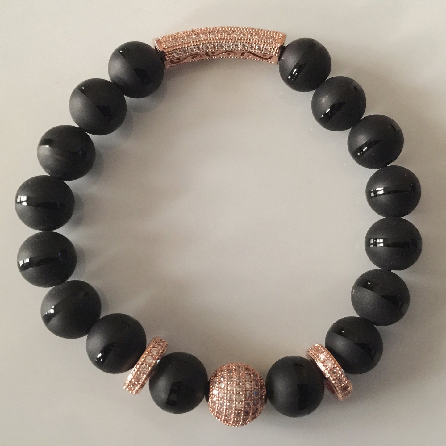 Black Rose - Matte Onyx & Pave Bead Bracelet - Limited Edition