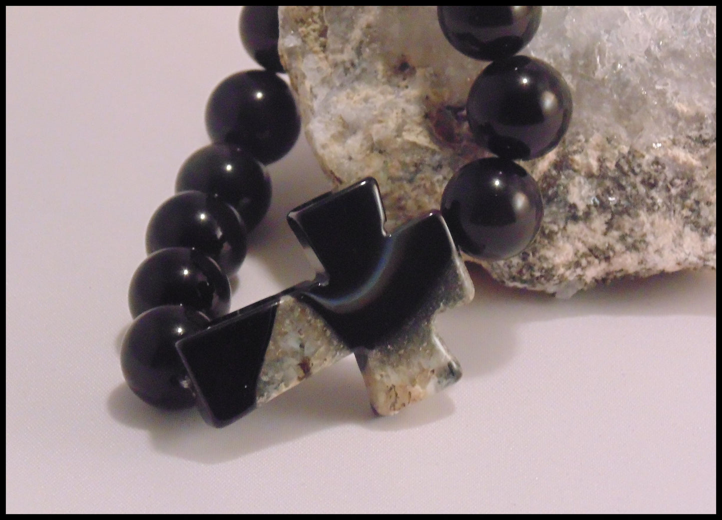Atlas - Obsidian & Black Onyx Cross Bracelet